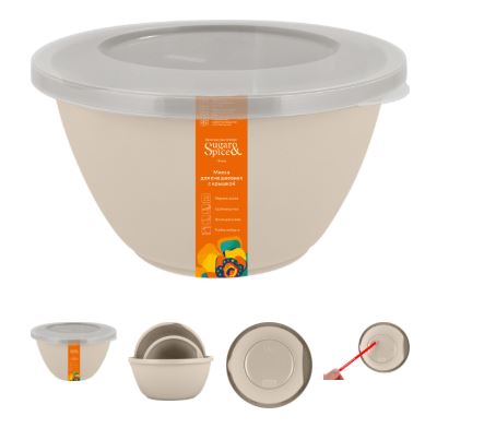 Миска для смешивания Sugar&Spice Honey с крышкой 1,5 л латте                            